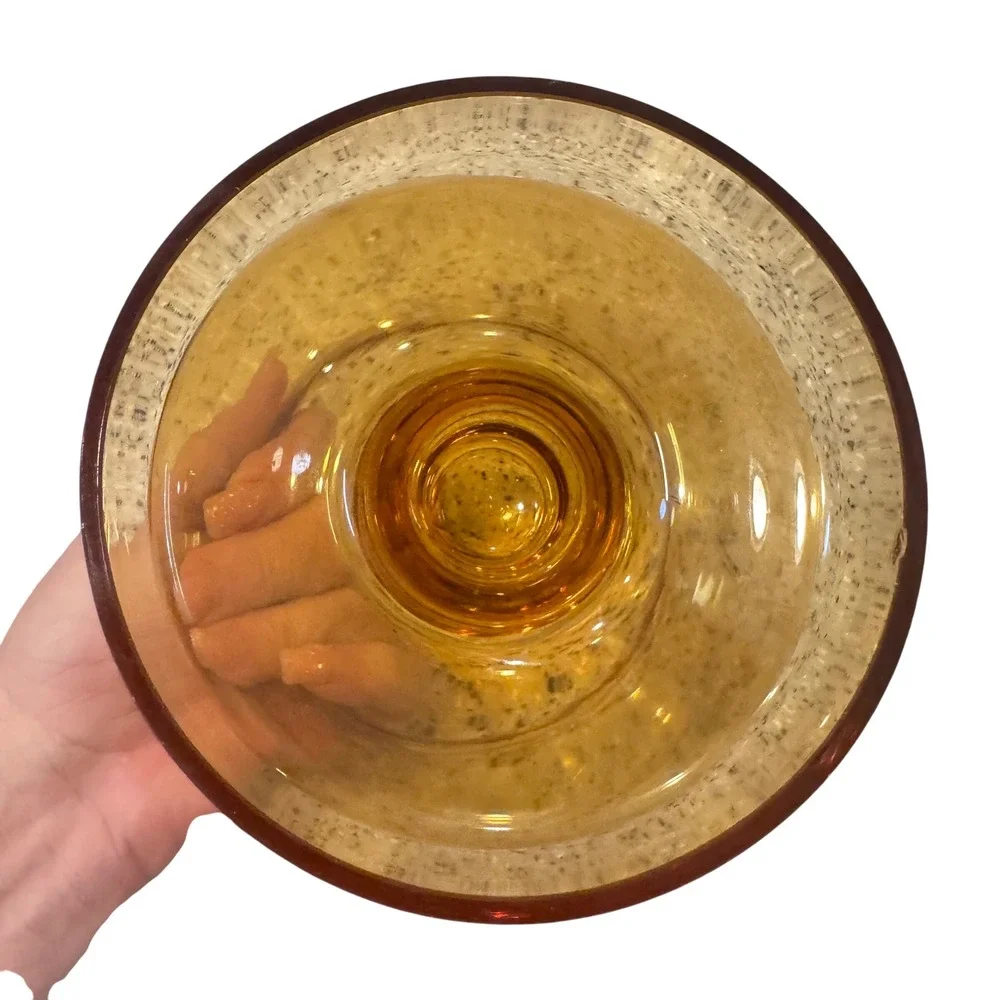 Vintage  Bohemian Czech Glass Candy Apothecary Jar‎ Gold Floral Decorative 9